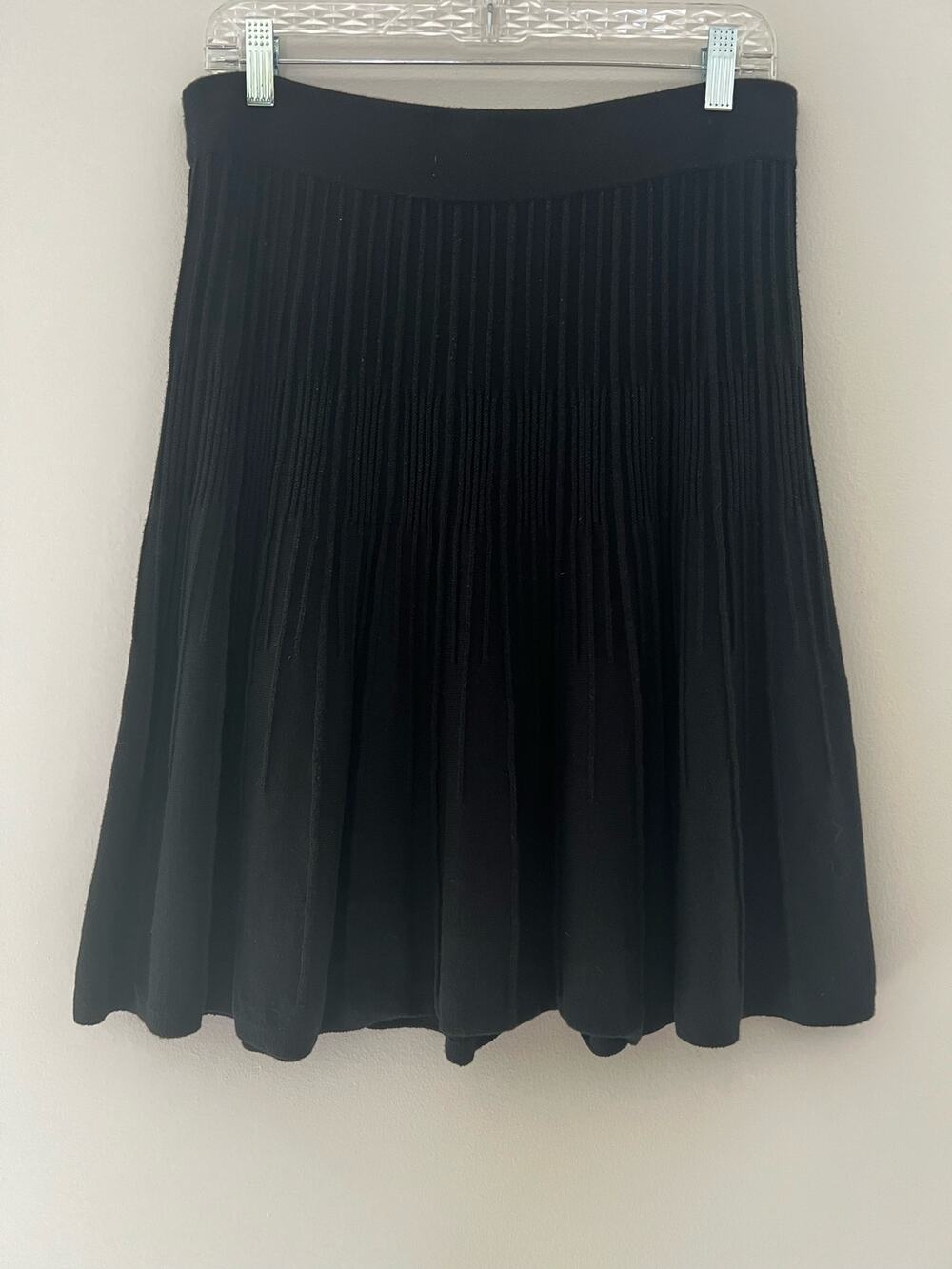 Cabi Cotton Knit Skater Skirt Black Size Medium